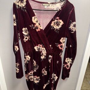 Floral Velvet Wrap Dress